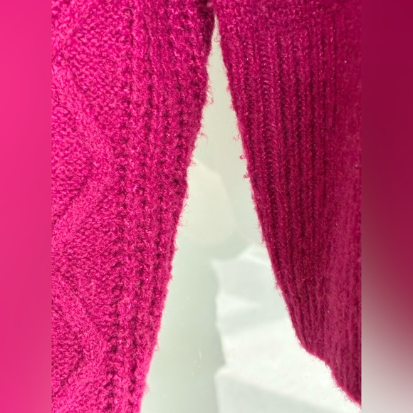 Women's Cable Knit Sweater - Rich Berry Color - Picture 4 of 5